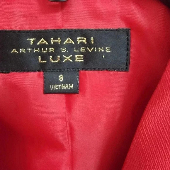 Tahari Red Satin Blazer with Rhinestone Buttons - Picture 4 of 5
